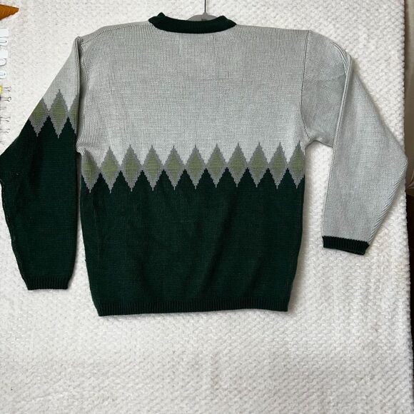 Split 500‎ Mens Geometric Knit Sweater L Green & Gray - Picture 12 of 16